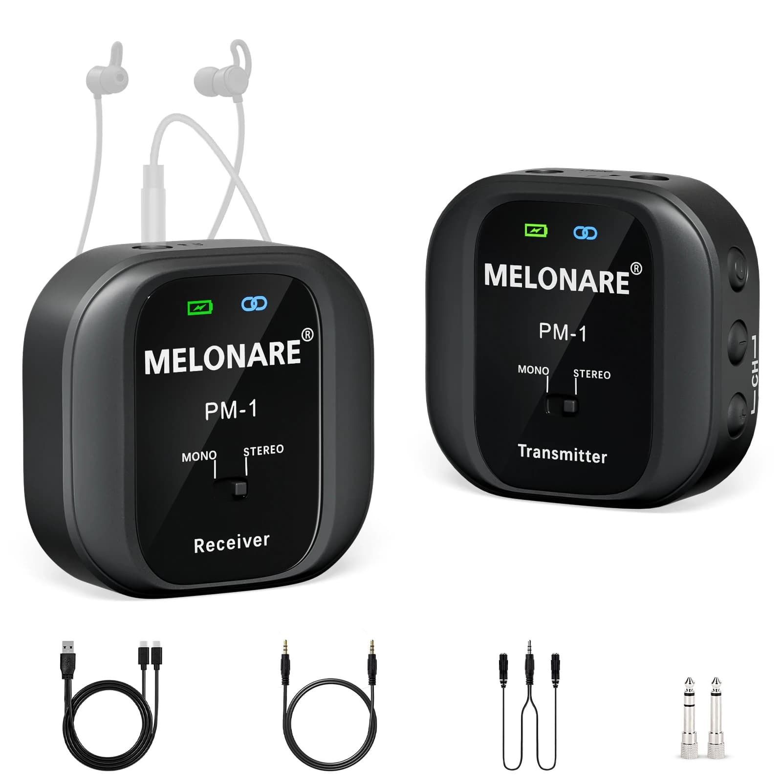 Novo transmissor e receptor recarregável usb, suporte mono/estéreo uhf 500mhz, sistema de transmissão de monitor de fone de ouvido sem fio para