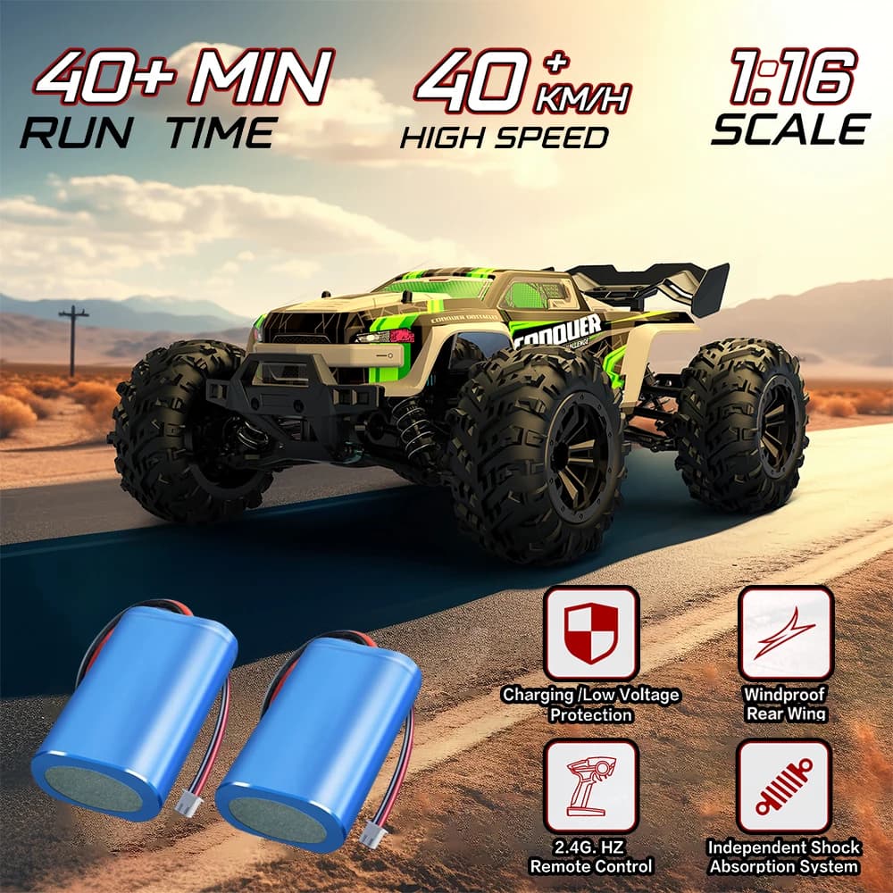 Carro de Controle Remoto 1/16 RC 50 km/h 2.4G 4x4 Off-Road de Alta Velocidade para Crianças