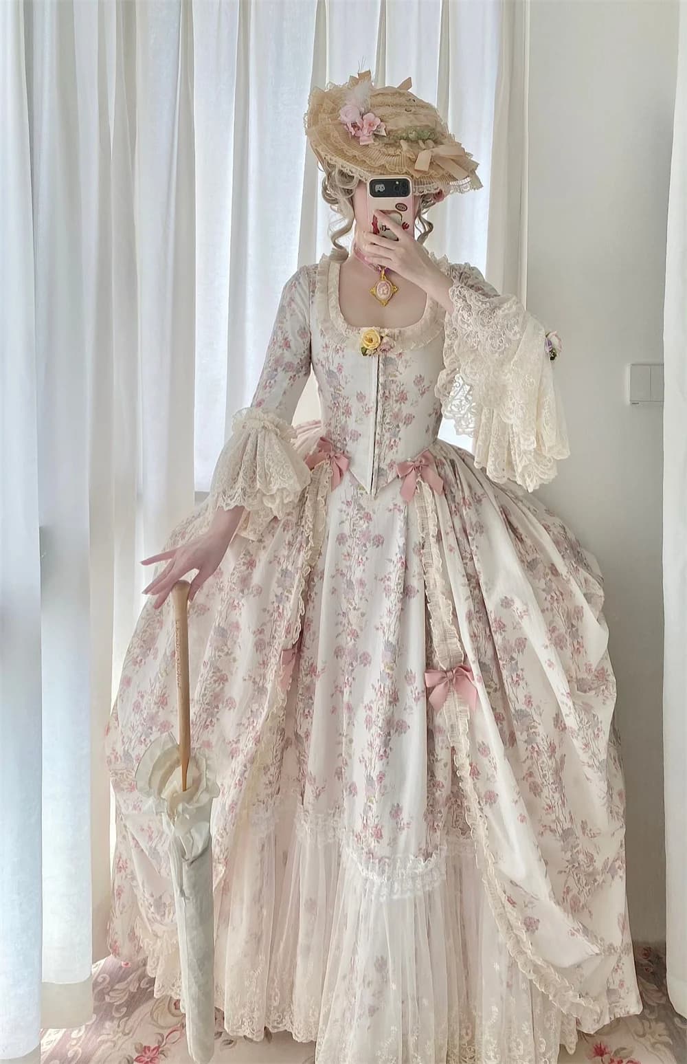 Robe a la francaise vestido rococó 18th século vitoriano senhora tribunal real rainha marie antoinette traje duquesa vestido de baile