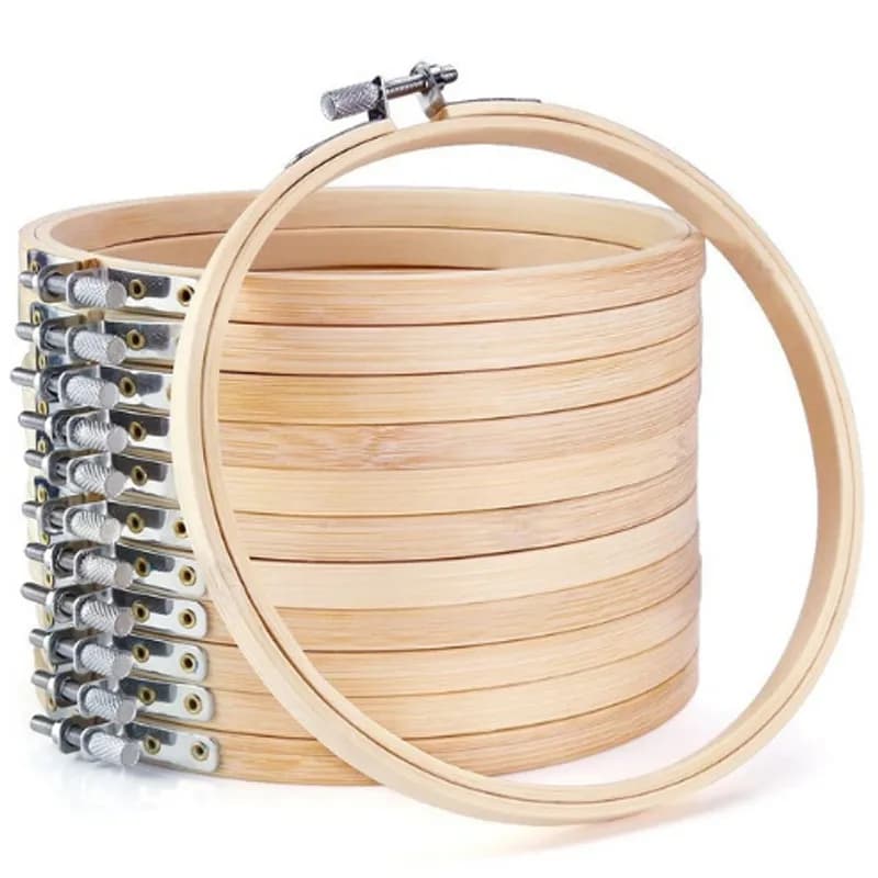 Conjunto de aros de bordado de madeira 10 tamanhos, 10-30cm, conjunto de anéis de argola de bordado de bambu para diy, ponto cruz, ferramenta de
