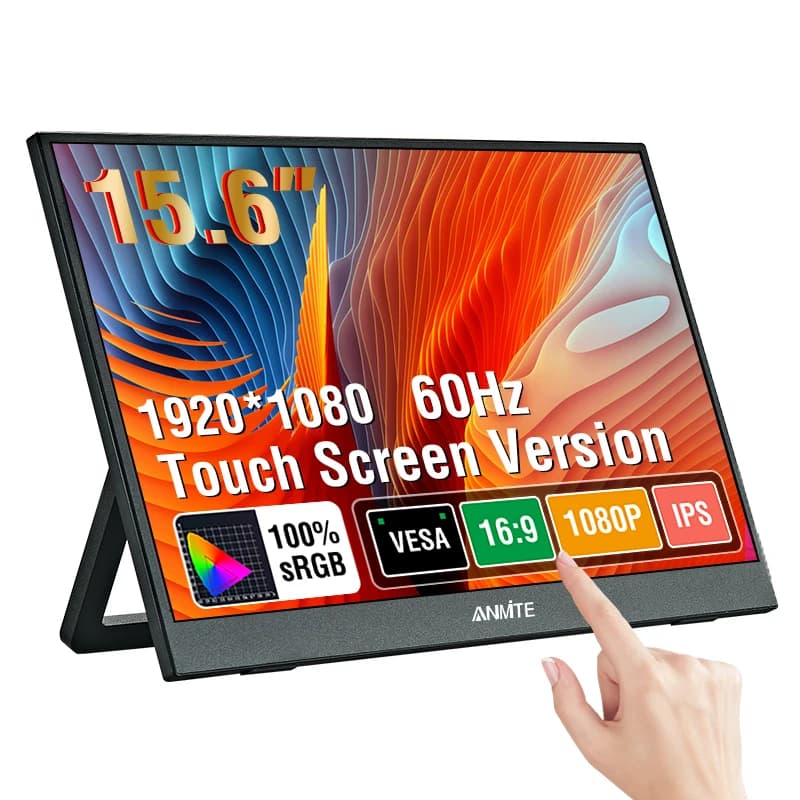 Monitor Portátil Anmite de 15,6 Polegadas com Tela Sensível ao Toque e Opção Sem Toque, 1080P HDR 16:9 para Xbox, PS4/5, Switch, Celular, PC,