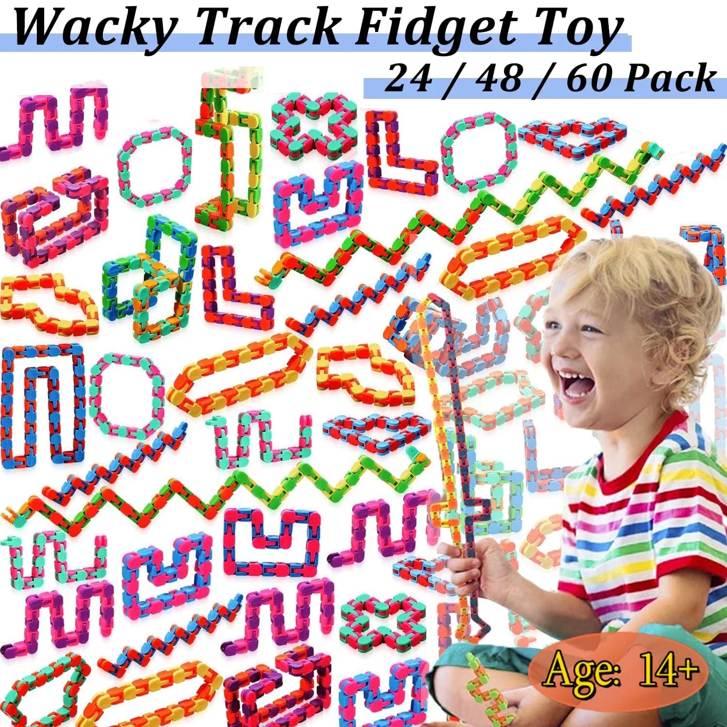 24-60 pacote 24 links de pista maluco brinquedo fidget maluco faixas coloridas cobra snap brinquedos pista maluco presentes para crianças adultos