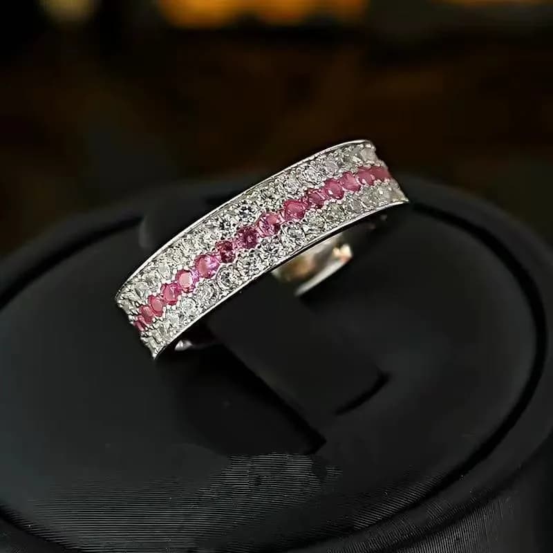 Anel de ouro 9999 24K genuíno com diamante moissanite, elegante e luxuoso para mulheres, joia de ouro de alta qualidade com diamante para mulheres.