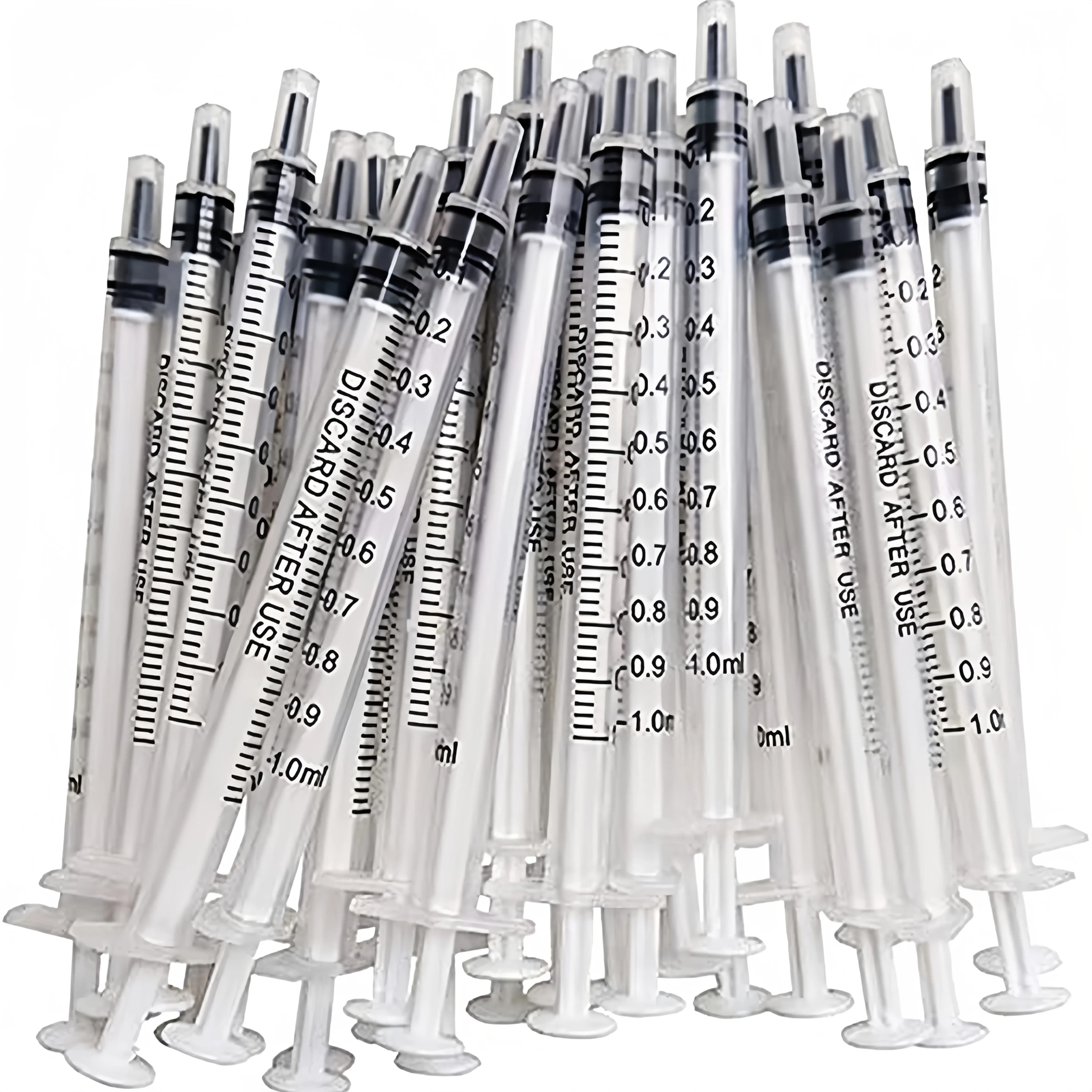 Seringa de 1ml 1cc sem agulha injetor de plástico com tampa, adequada para aplicador oral de animais de estimação, suplemento, óleo ou cola, para