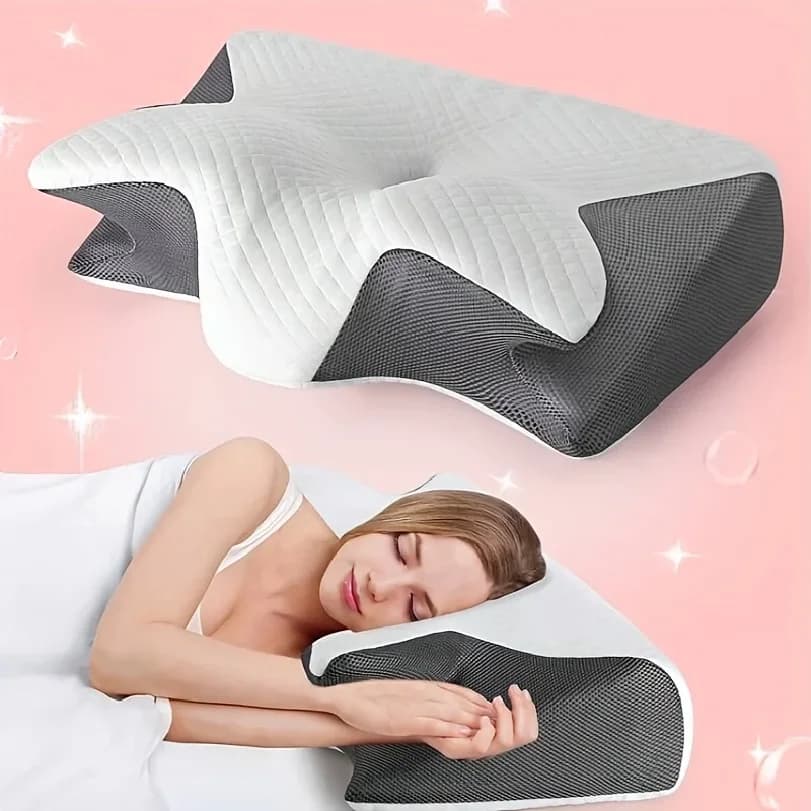 Almofada Ergonômica para o Pescoço para Quem Dorme de Lado, de Costas e de Bruços - Design Contornado, Relaxamento dos Ombros, Suporte Macio e
