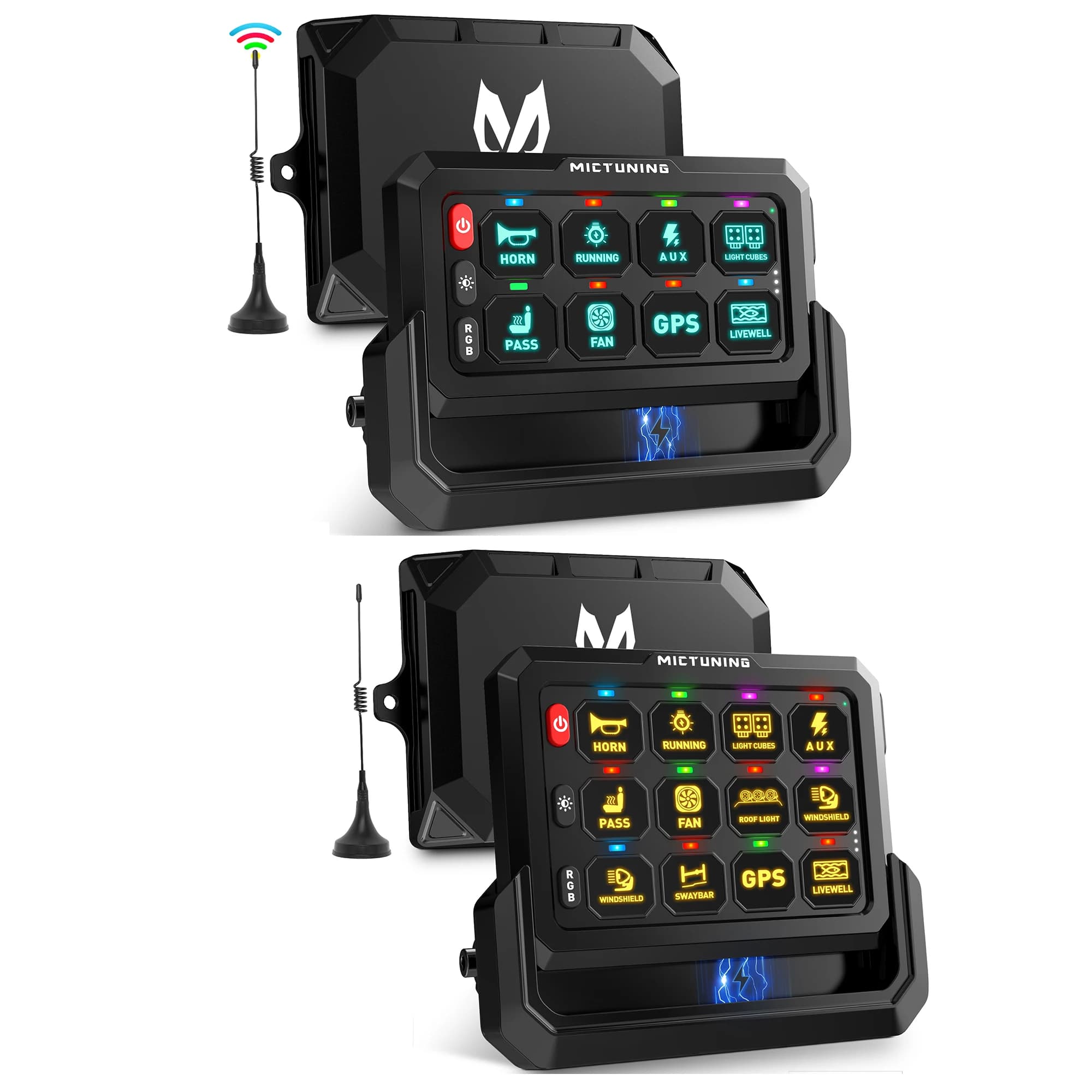 Microfone 328 pés sem fio rgb 12 gang interruptor painel universal sistema de relé controle circuito caixa alternar interruptor estroboscópico