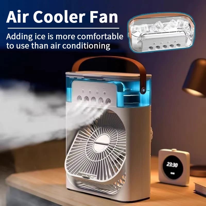 Novo 3 em 1 ventilador portátil ar condicionado doméstico mini refrigerador de ar led night light umidificador ventilador de ajuste de ar
