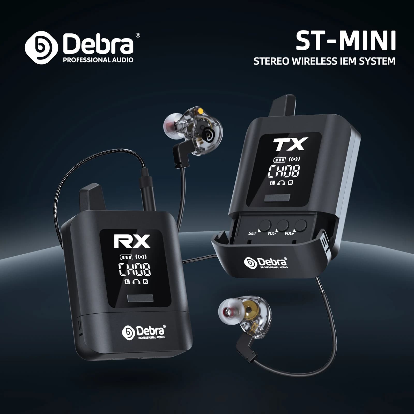 Debra Novo sistema de monitor intra-auricular sem fio estéreo ST-MINI, transmissão de sinal digital 2.4G, para transmissão ao vivo, performance de