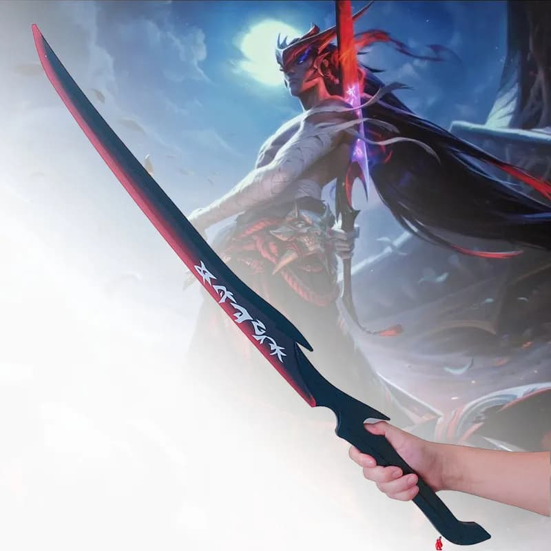 39in/100cm yone katana anime lol ninja espada liga das lendas cosplay prop faca tamanho real espada samurai japonesa katana sabre
