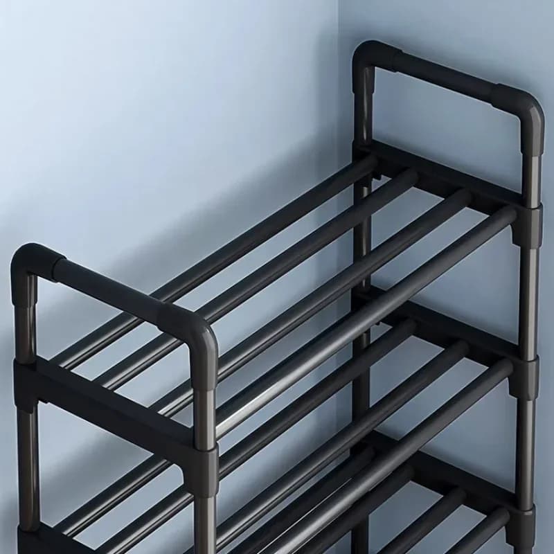 Preto elevado sapato rack pequeno simples multi-camada sapato armário de entrada para casa aluguel habitação dormitório rack de armazenamento novo