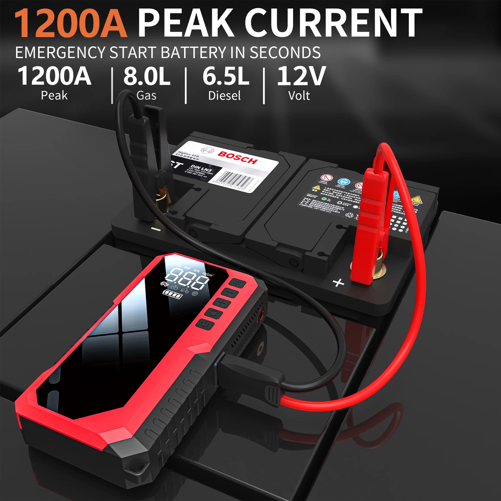 AntPower 1200A Power Bank de Partida 10000mAh, Auxiliar de Partida para Carros, Bateria Externa, Dispositivo de Carregamento Rápido para Partida de