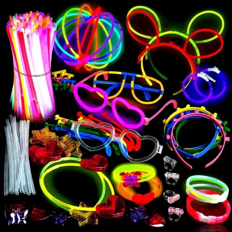 50/100 pçs conjunto de vara brilho com 17 acessórios diy perfeito para suprimentos de festa vibrantes para concerto festivais de halloween eventos