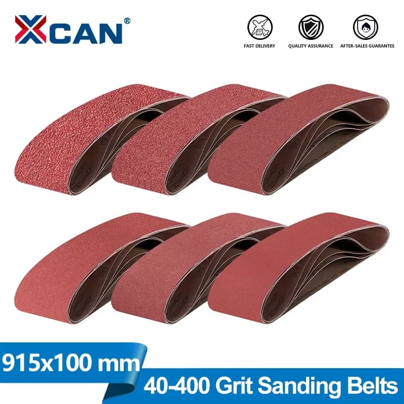 Xcan 5 peças 100x915mm correias abrasivas 4x36 polegadas 40-400 lixa de polimento de metal bandas abrasivas para lixadeira de correia