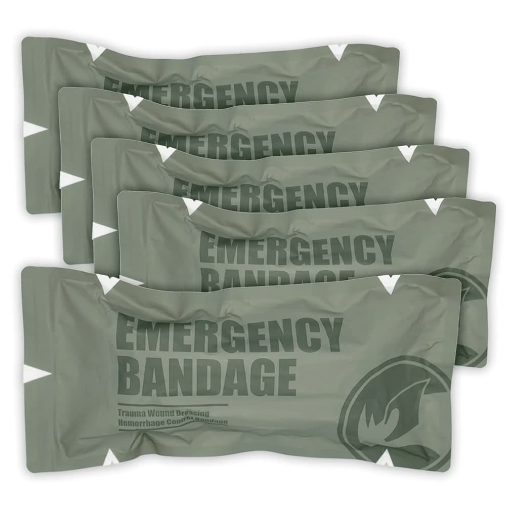 RHINO RESCUE 4" 6" Kit IFAK de Curativo de Emergência com Bandagem de Pressão, Alta Elasticidade, Embalado a Vácuo, Essenciais para Caminhada ao Ar