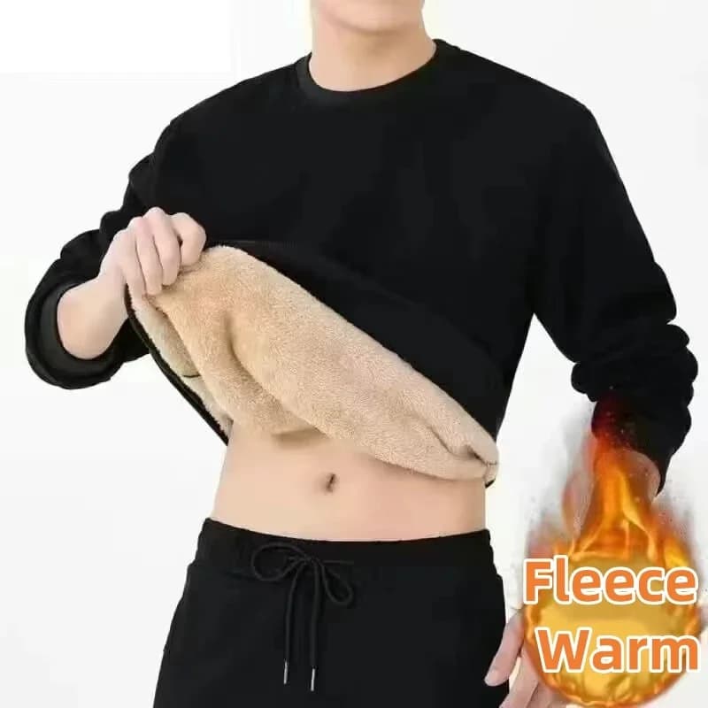 Outono inverno masculino velo forrado quente topo coreano moda manga comprida camisa base de pelúcia casual quente roupa interior camiseta