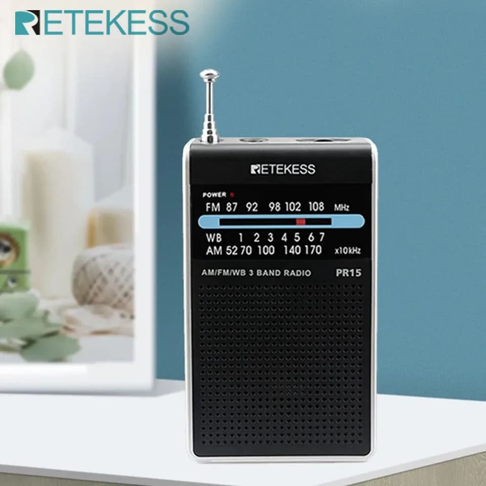 Retekess pr15 fm am noaa ponteiro de emergência sintonização rádio mini rádio portátil receptor de rádio de bolso com aviso meteorológico