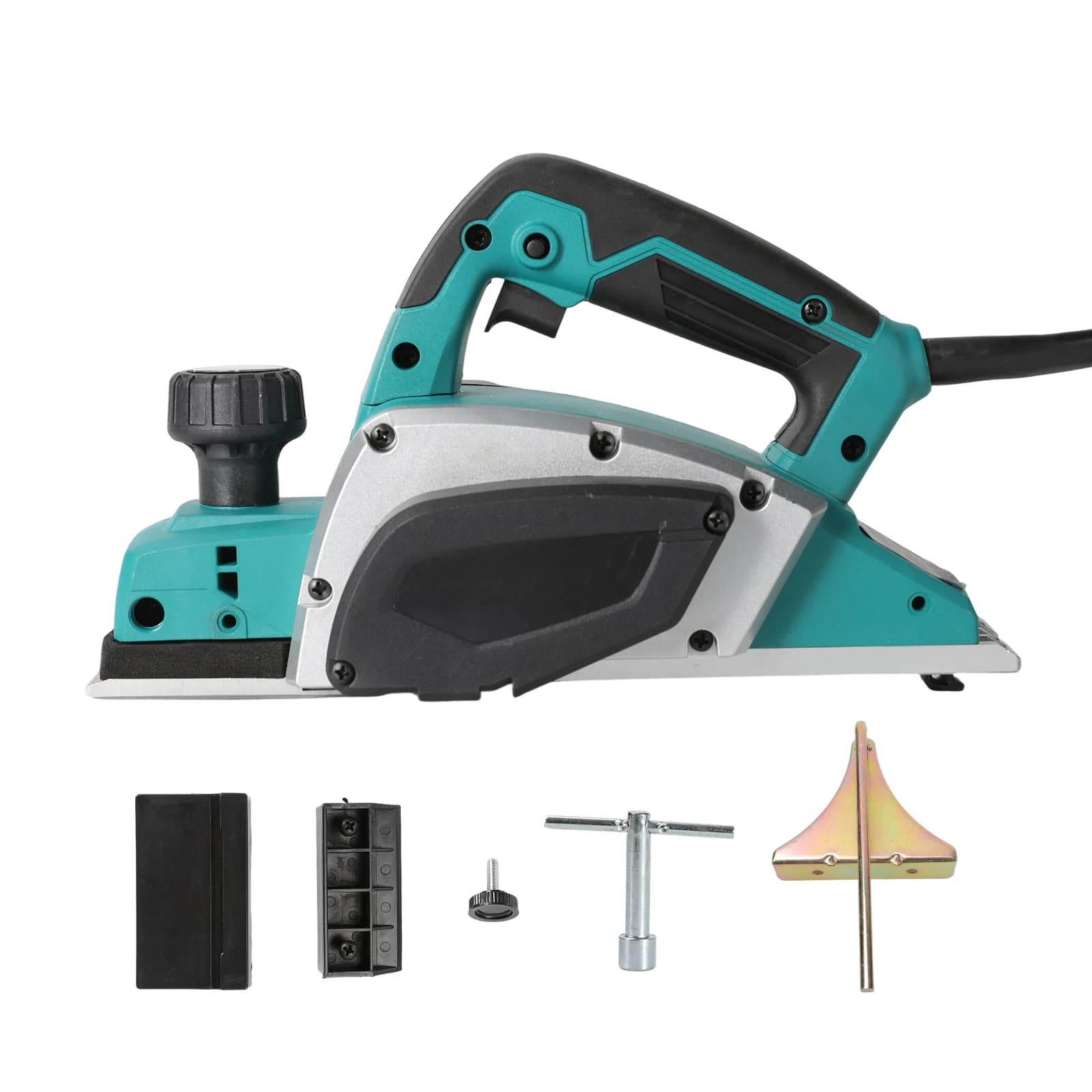 Plaina Elétrica Manual de 780W e 82mm, 16000RPM, para Marcenaria, com Medidor de Profundidade Ajustável e Guia em V, Ferramenta Profissional para