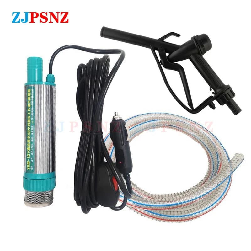 Bomba de carro elétrica 38mm portátil mini para bombear óleo diesel bomba transferência água acampamento pesca bomba submersível 30l/min 12v 24v