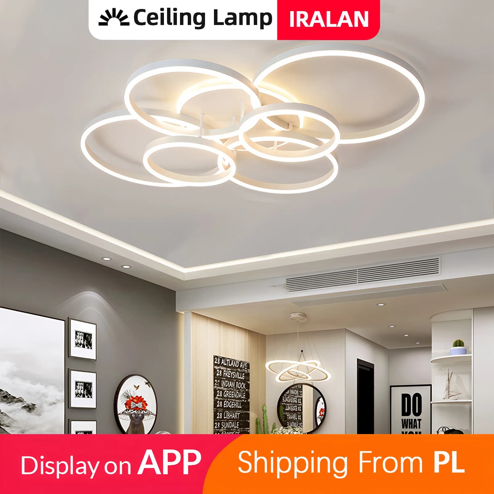 Nordic simples led lustre de teto casa anel iluminação acrílico 3 cores regulável luminária sala estar quarto