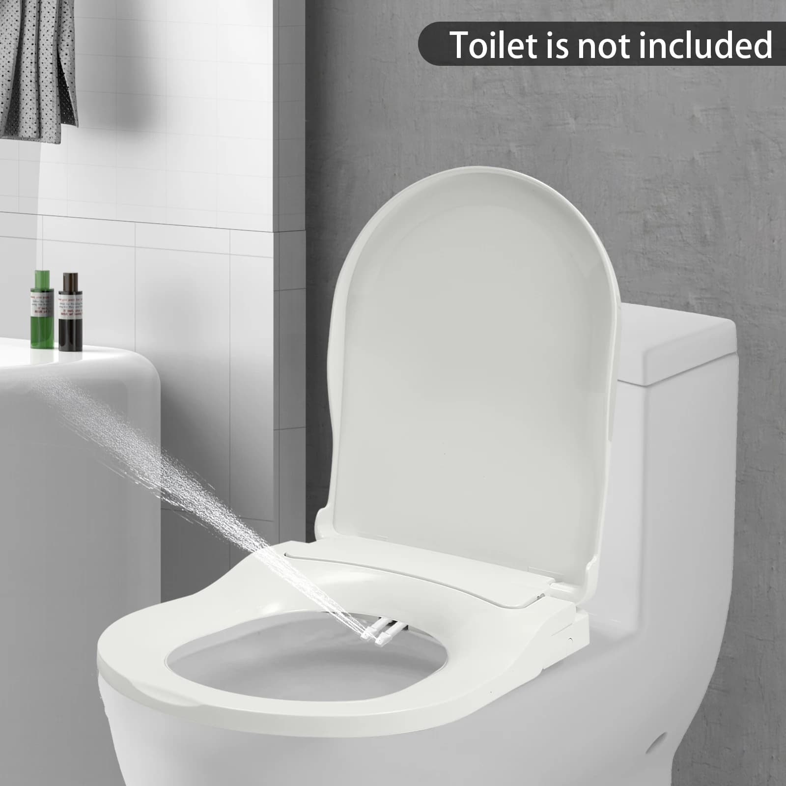 Tampa não elétrica do bidê do assento do vaso sanitário do bidé cabe nos banheiros alongados, bocal duplo em forma de d com mangueira de descarga
