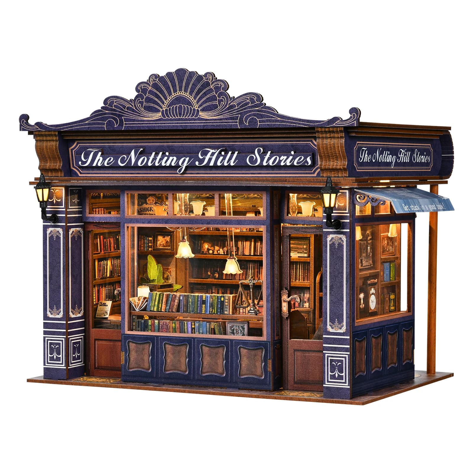 Quebra-Cabeça 3D de Madeira Notting Hill Book Nook - Kit de Montagem DIY de Livraria Decorativa Artesanal para Amantes de Livros