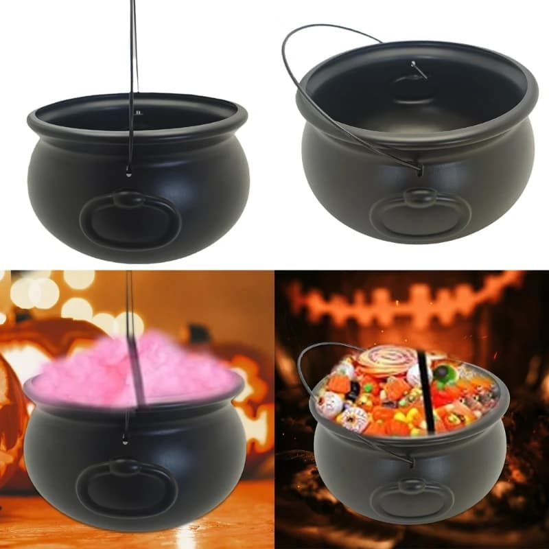 32cm grande 12 Polegada preto caldeirão balde bruxas doces tigela de doces para truque ou tratamento de halloween decoração de festa