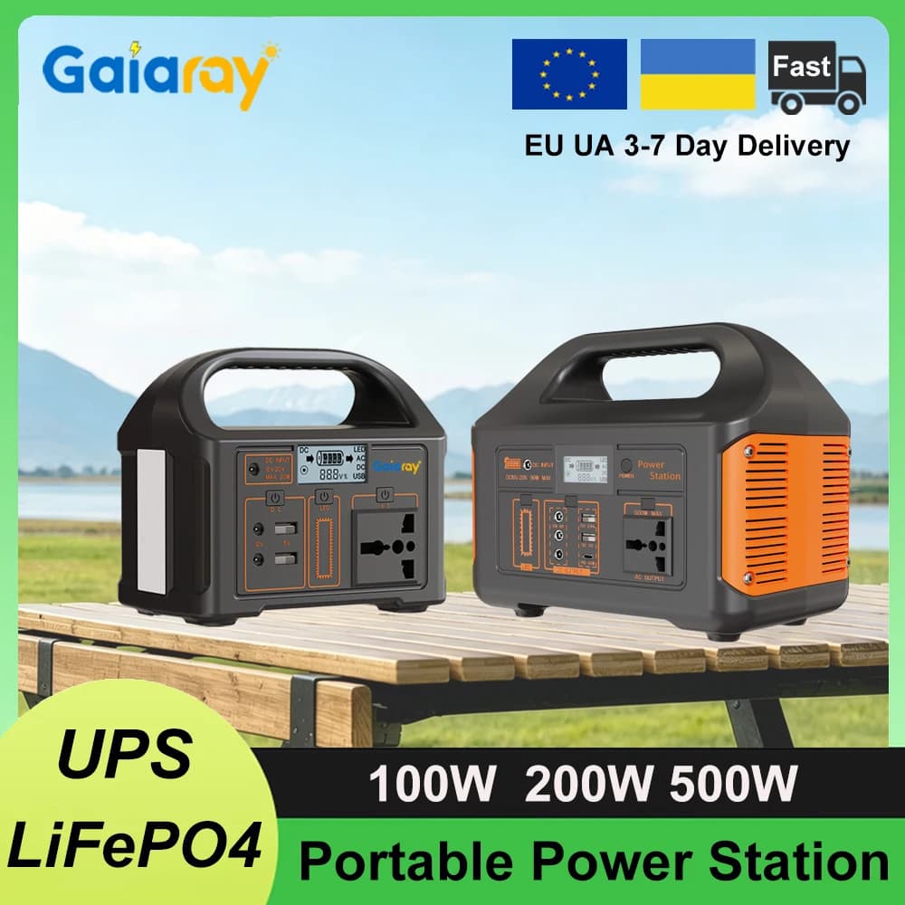 Estação de Energia Portátil Gaiaray 100W 200W 500W, Gerador Solar 220V com Bateria LiFePO4, Estação de Energia de Emergência para Camping,