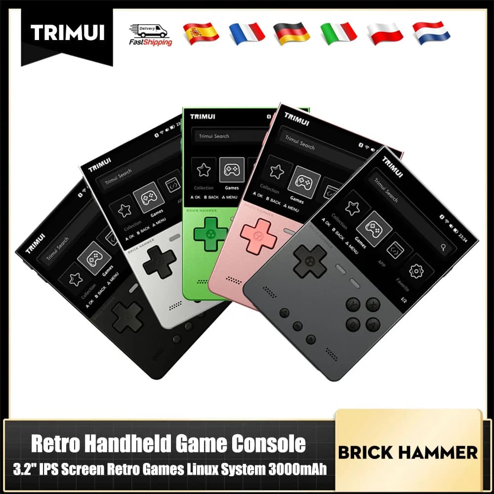 Console de Jogos Portátil TRIMUI Brick Hammer, Console de Jogos Retro com Tela IPS de 3.2'' em Metal CNC, Sistema Linux