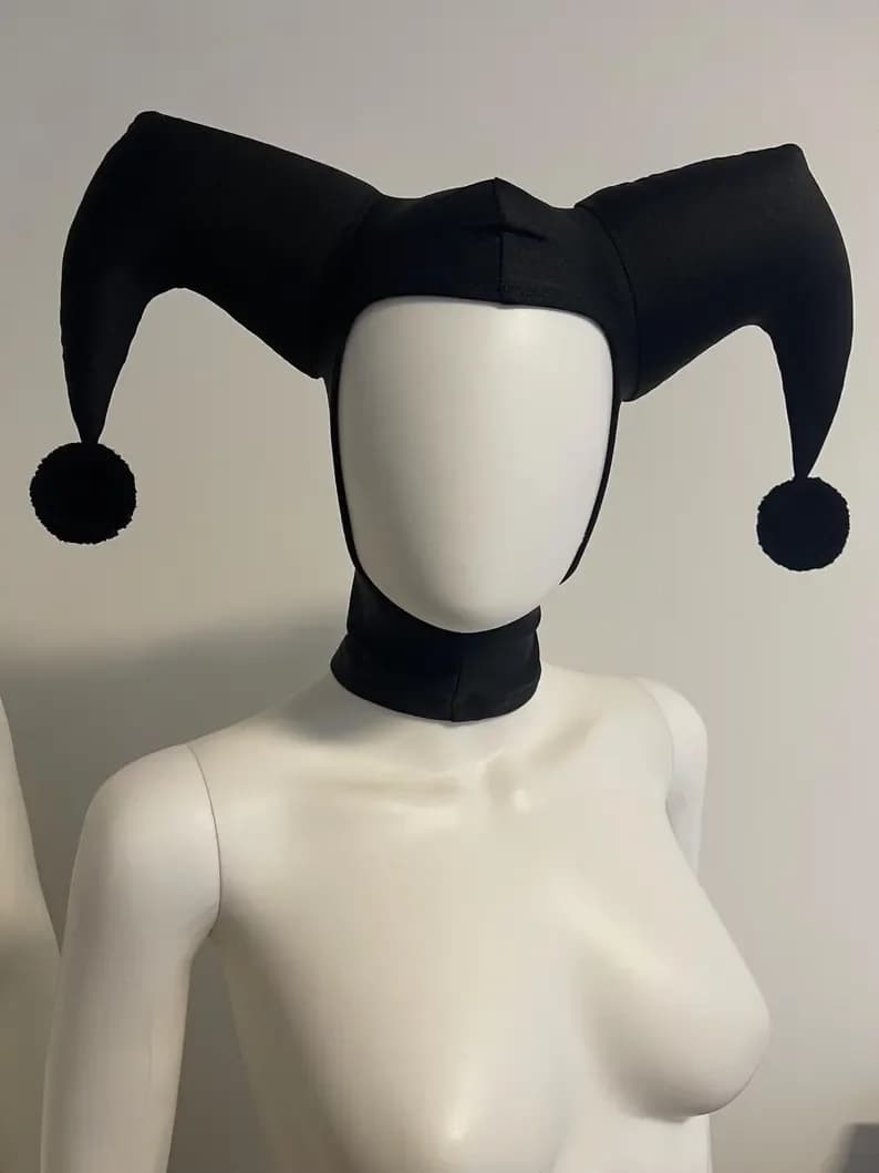 Chapéu de Palhaço Cosplay Preto/Vermelho, Chapéu Harley Cosplay, Acessório de Palhaço para Festa de Halloween, Adereço para Adultos