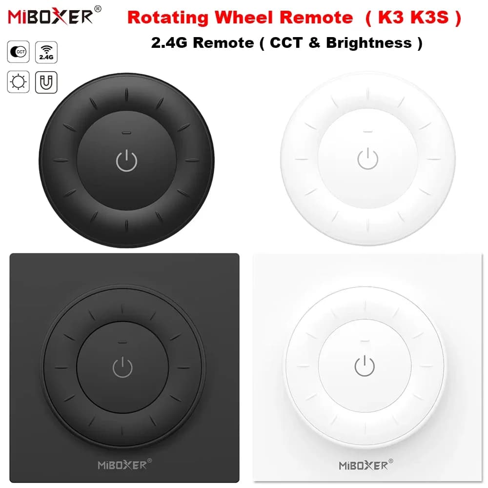 MiBoxer K3 2.4G Roda Rotativa Controle Remoto Temperatura de Cor / Brilho Painel Dimmer Controle Remoto Ajustável Controlador Sem Fio