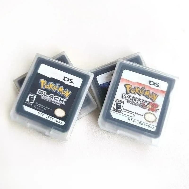 Cartão de Jogo Pokémon Preto e Branco 1 e 2 Combinados (USA) com Caixa Cassete para DS NDS 3DS - Sem Instruções