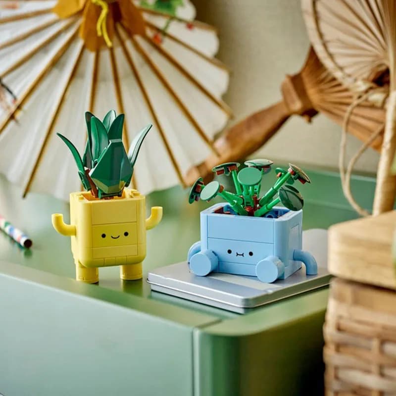 NOVO!!! 217 peças moc modelos de blocos de construção de montagem de plantas felizes para crianças, brinquedos educativos, presentes, enfeites de