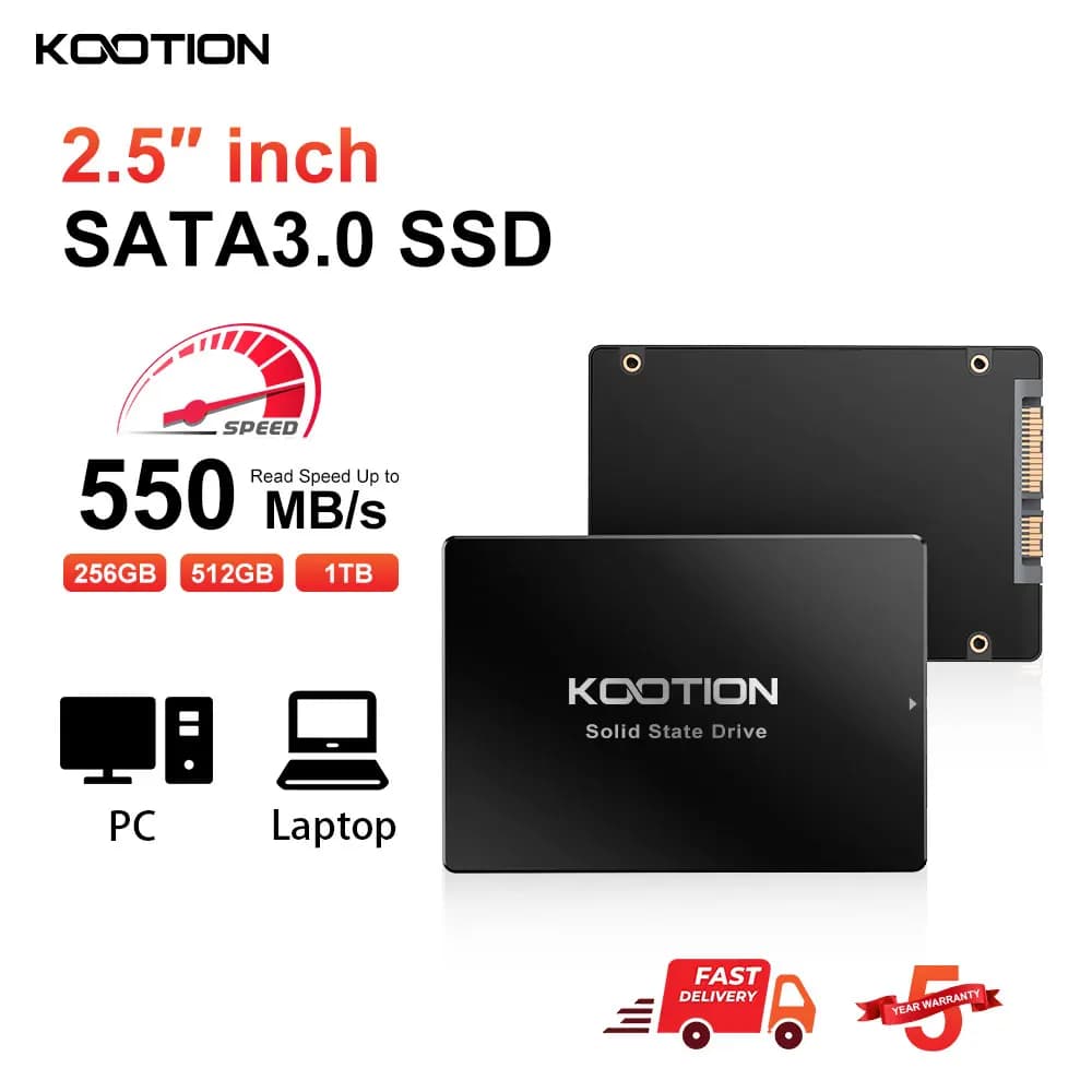 Kootion sata3 unidade de estado sólido 2.5 Polegada 2tb 1tb 512gb 480gb 256gb 240gb 128gb 120gb ssd discos duros internos para desktop portátil
