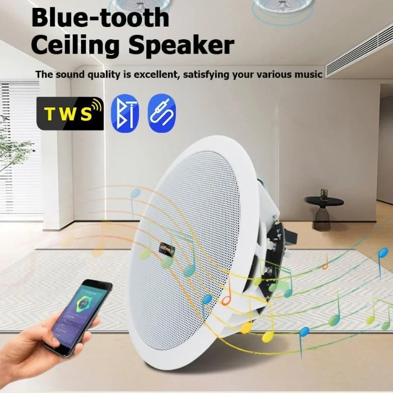 Caixa de Som Bluetooth Ativa e com Fio para Casa e Comércio, Alto-falante de Teto para Música Ambiente Estéreo para Home Theater 10W