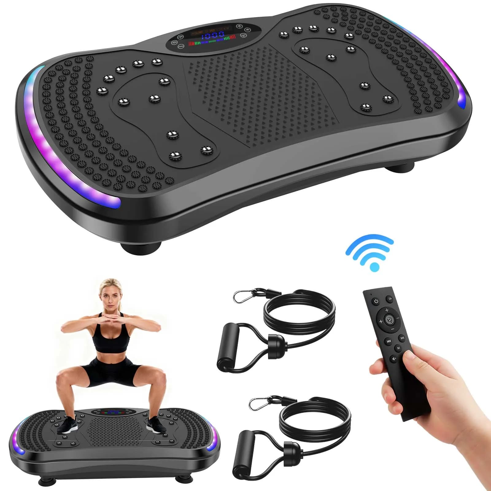 Máquina de Exercício com Placa Vibratória LED 200kg 9 Modos para Treinamento de Corpo Inteiro Queima de Gordura e Construção Muscular Perda de