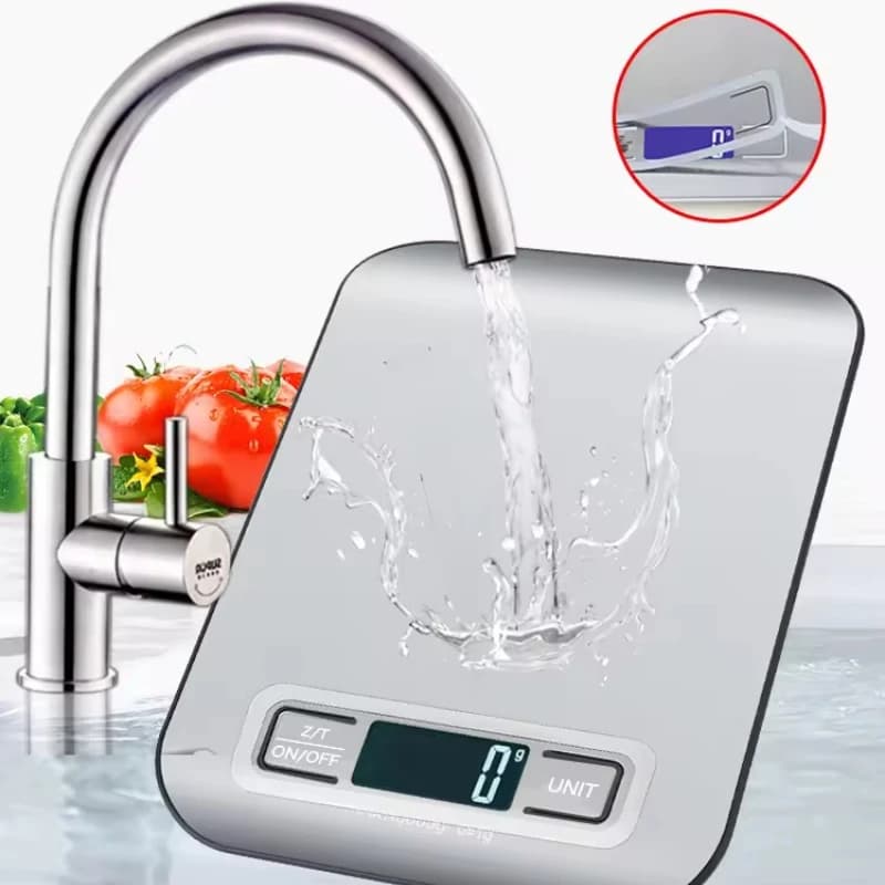 Balança de Cozinha Digital com Display LED, Painel de Aço Inoxidável, Balanças Eletrônicas, Jóias para Casa, Comida, Lanches, Pesando,