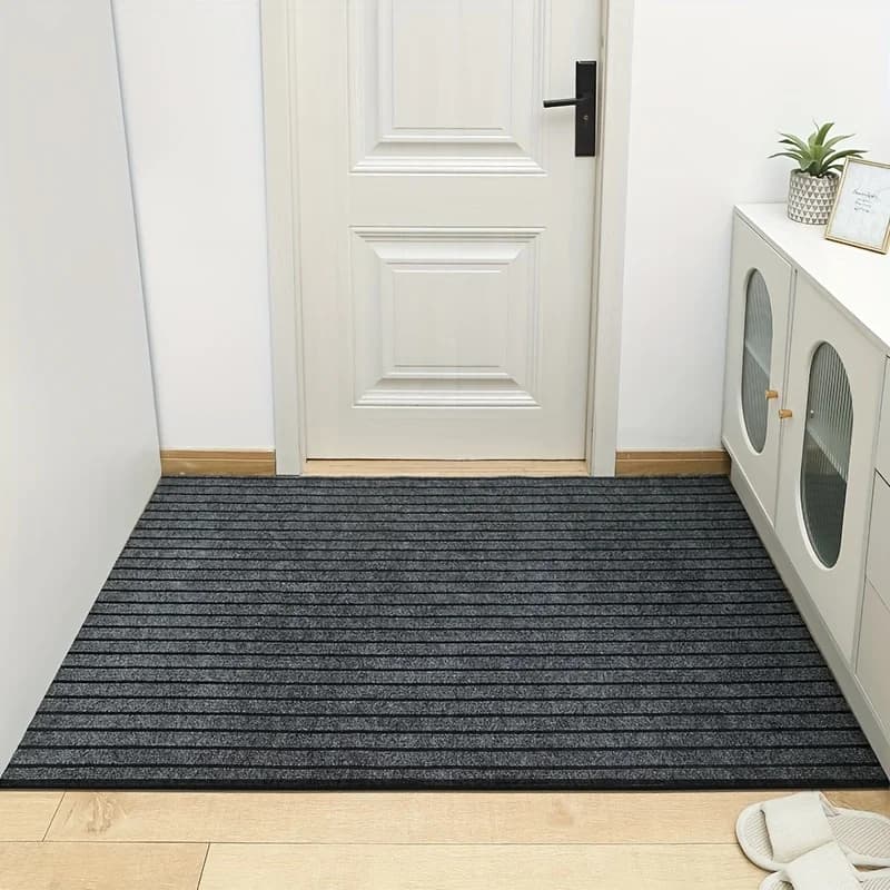 Tapete de corredor com fundo de borracha listrado de tamanho grande, tapete para lavanderia, tapete externo antiderrapante e lavável, área