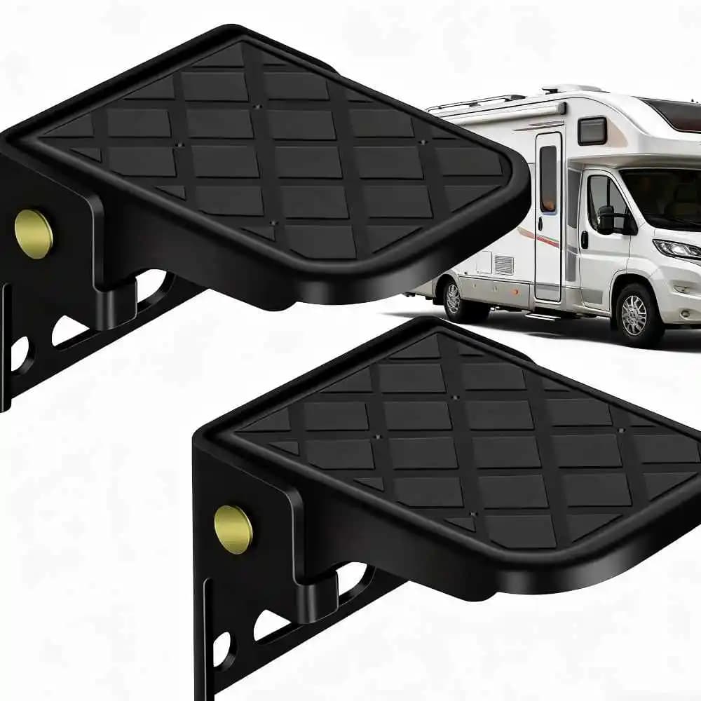 2pc dobrável caminhão passo com superfície antiderrapante escada traseira ajustável para campistas rv despejo reboque segurança pé acessórios