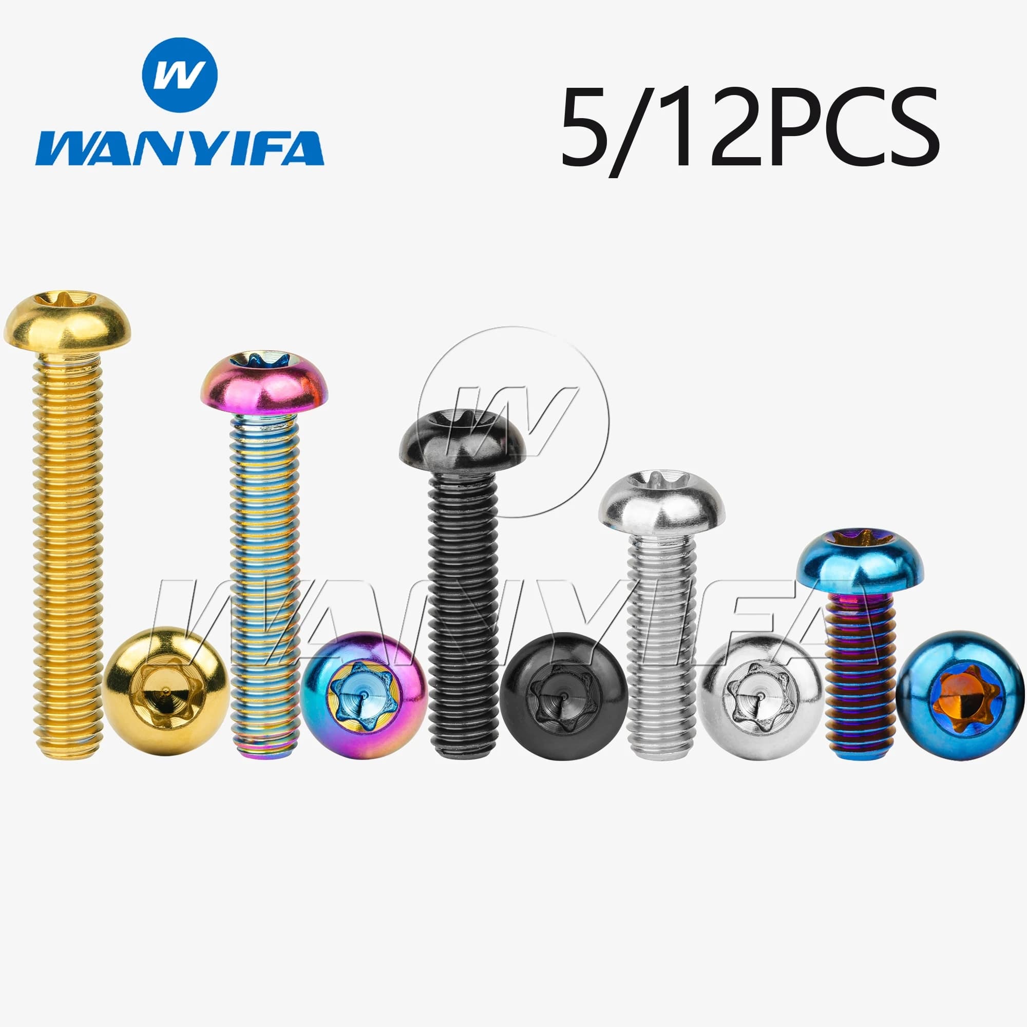 Wanyifa-titânio parafuso, meia rodada, T30 Torx cabeça, passo 1.0mm parafusos para bicicleta, motocicleta, reparação automóvel, M6x10, 15, 20,