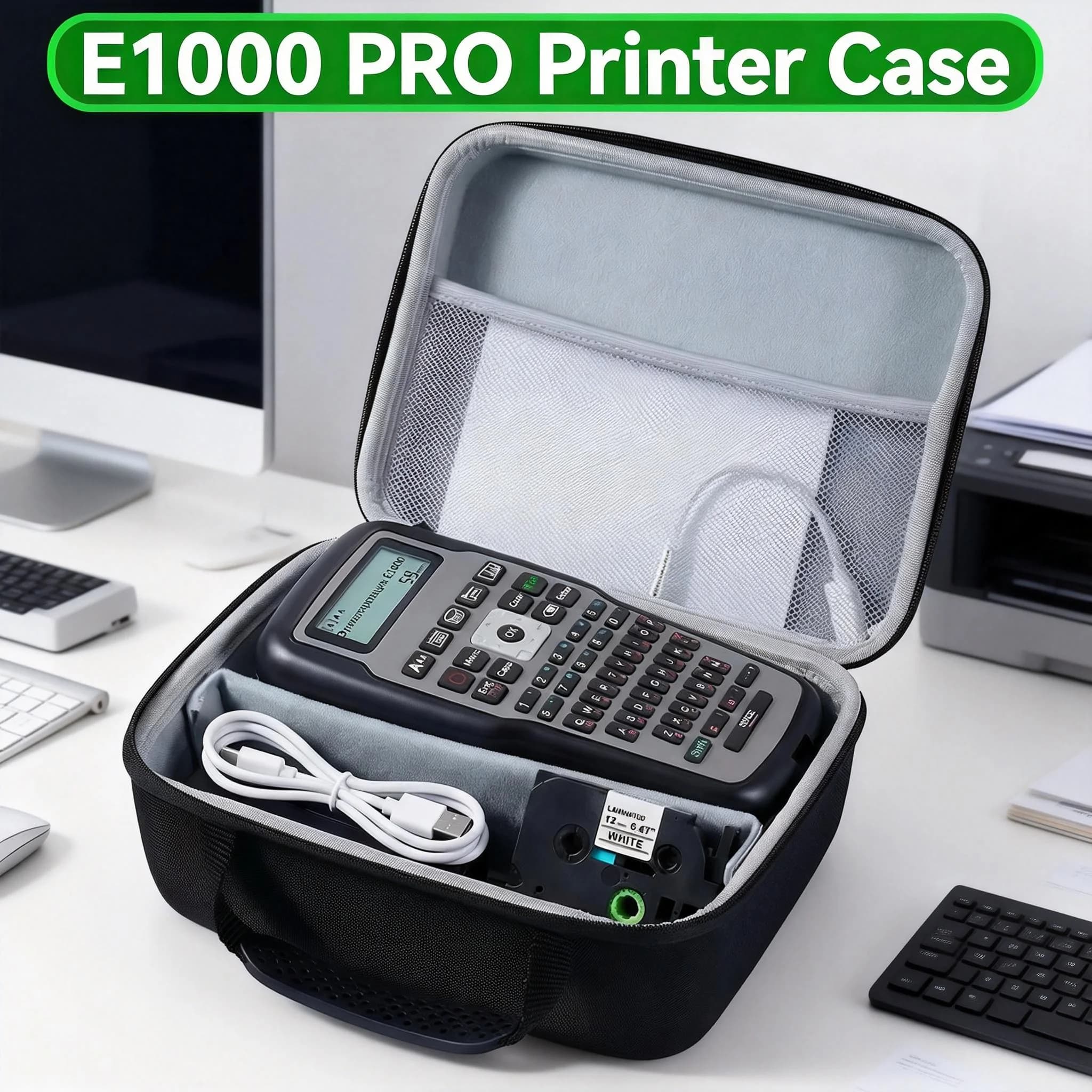 Bolsa para Etiquetadora Compatível com Impressora de Etiquetas E1000 PRO/PM-241-BT, Suporte de Armazenamento para Criador de Etiquetas