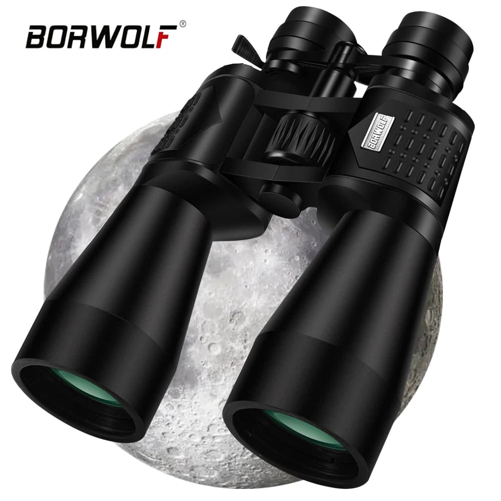 Borwolf 15-450x60 binóculos telescópio hd luz visão noturna bak4 prisma zoom profissional poderoso para caça observação de pássaros