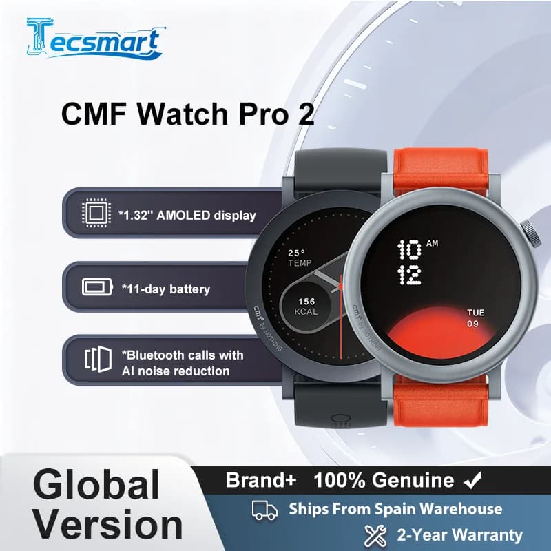 Versão Global Cmf by Nothing Watch Pro 2 com Tela Amoled de 1.32" e Chamadas Bluetooth com Redução de Ruído AI