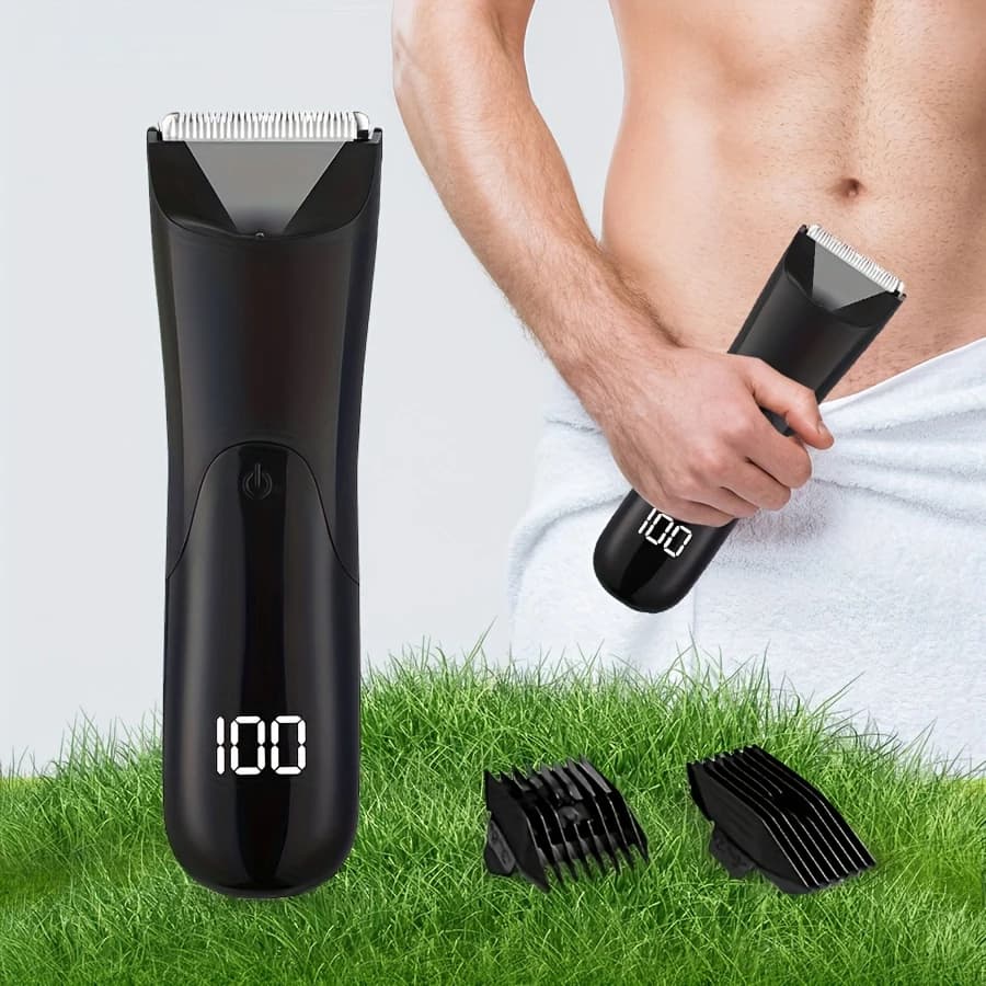 Aparador de pêlos corporal da virilha masculina, aparador de bola elétrico, inclui 2 acessórios de proteção, cabeça de lâmina de cerâmica,