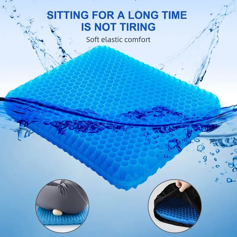 Almofada do assento do gel respirável para alívio da pressão, Honeycomb Design, Home Office, cadeira de rodas, carros, verão