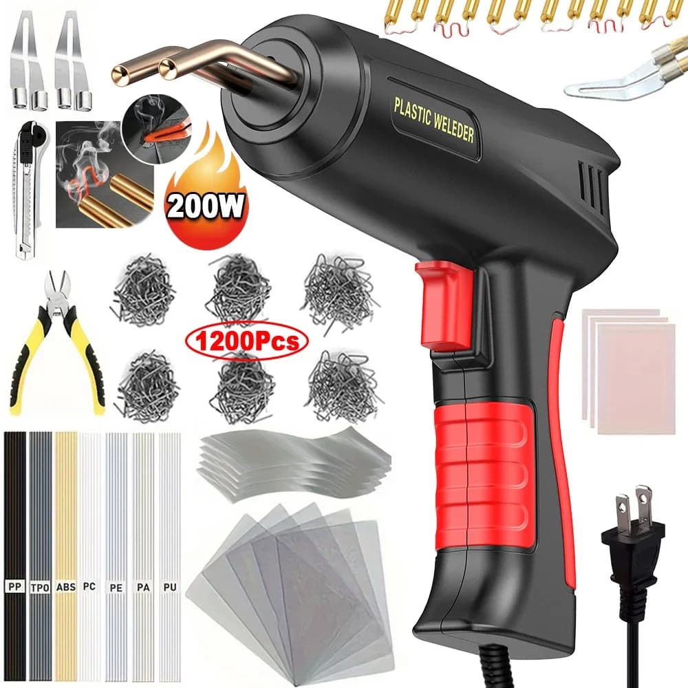 Kit de soldagem de plástico 2 em 1, atualizado, grampeador quente, pistola de solda, 6/4 tipos de grampos para reparo de para-choques de carro, 200w,
