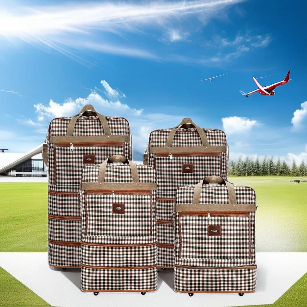 Bolsa de lona extra grande expansível com rodas, durável, leve e multicamadas para fácil viagem e armazenamento, bolsa de fim de semana ou noite