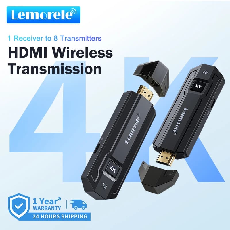 Lemorele 4K Kit Transmissor e Receptor HDMI Sem Fio Extensor HDMI para Monitorar Projetor HDTV para PC Câmera Laptop Xbox Live