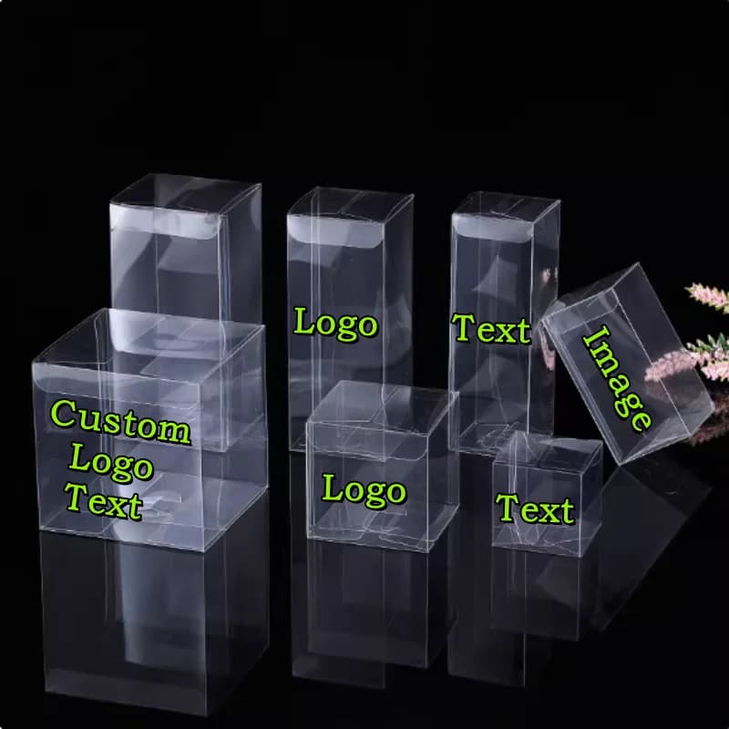 50PCS Caixas de Embalagem em PVC Transparente com Filme Protetor, DIY para Casamento, Festa de Aniversário, Brinquedos, Joias, Flores, Caixa de