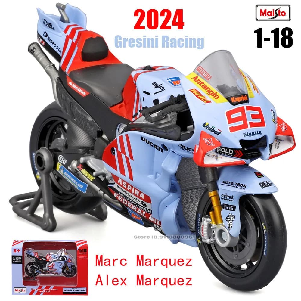 Maisto 1:18 # 93 Marc Márquez # 73 Alex Marquez 2024 Gresini Racing Moto GP fundição liga modelo de motocicleta coleção presente brinquedo