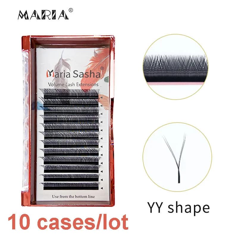 Maria 10 casos yy forma cílios beleza 0.05/0.07 yy tipo v cílios extensão maquiagem naturalmente macio mix vison cilios volume fãs